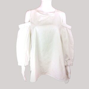 Calvin Klein White Off Shoulder long Sleeve 100% Cotton Women's Blouse